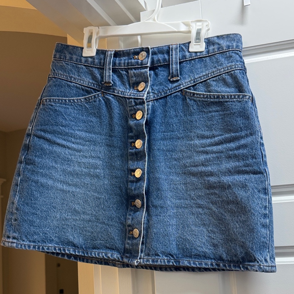 Denim Button-Front Mini Skirt